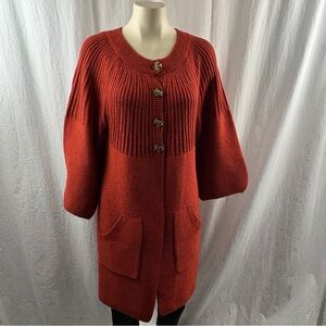 Tiny for Anthropologie  Burnt Orange Sweater Coat Size S